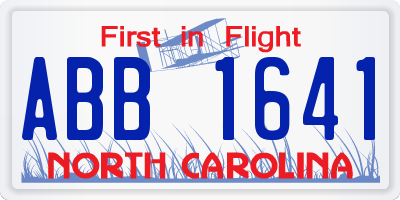 NC license plate ABB1641