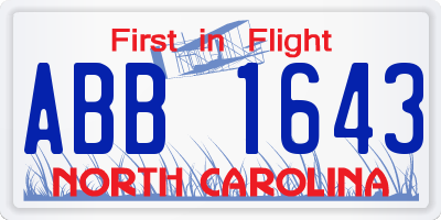 NC license plate ABB1643