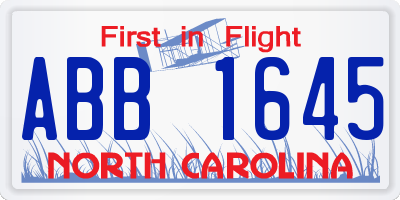 NC license plate ABB1645