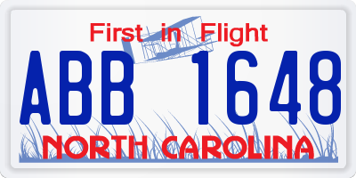 NC license plate ABB1648
