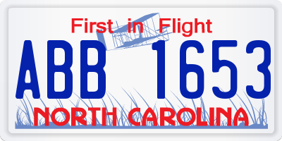 NC license plate ABB1653