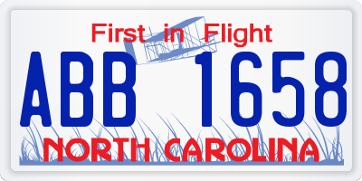 NC license plate ABB1658