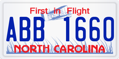 NC license plate ABB1660