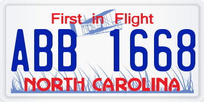 NC license plate ABB1668