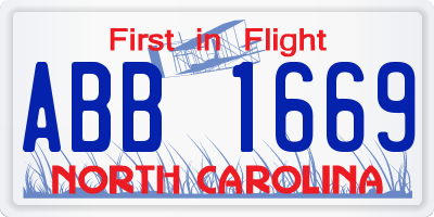 NC license plate ABB1669