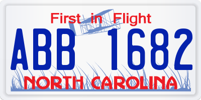 NC license plate ABB1682