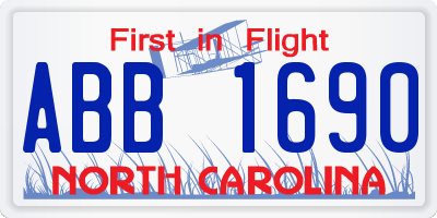 NC license plate ABB1690