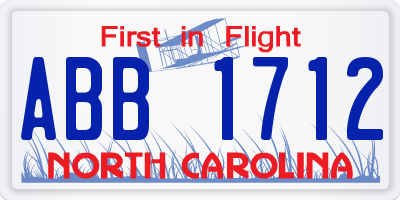 NC license plate ABB1712