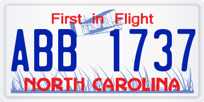 NC license plate ABB1737