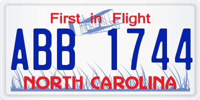 NC license plate ABB1744