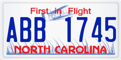 NC license plate ABB1745