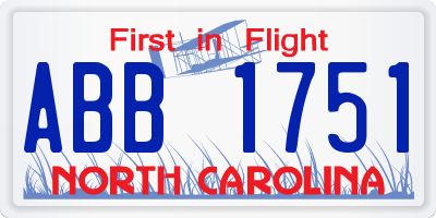 NC license plate ABB1751