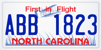 NC license plate ABB1823