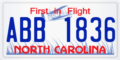 NC license plate ABB1836