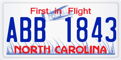 NC license plate ABB1843