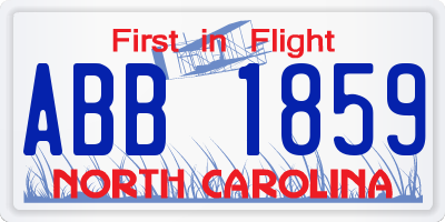 NC license plate ABB1859