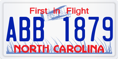 NC license plate ABB1879