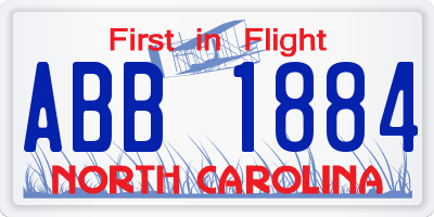 NC license plate ABB1884