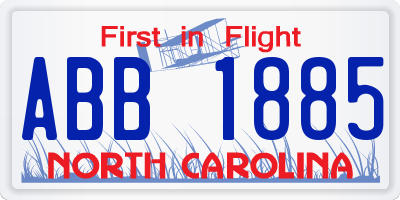 NC license plate ABB1885