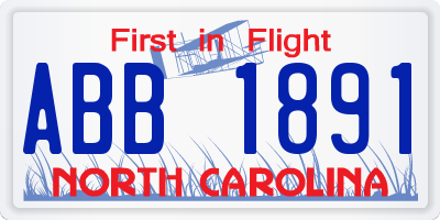 NC license plate ABB1891