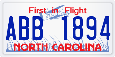 NC license plate ABB1894