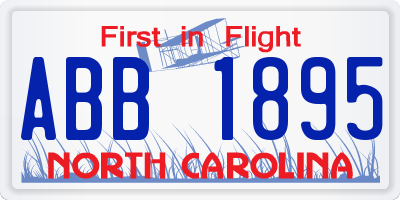 NC license plate ABB1895