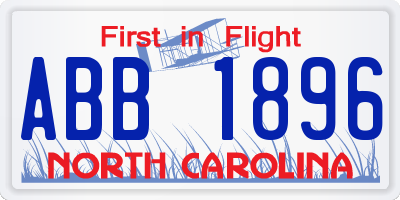 NC license plate ABB1896