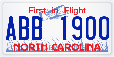 NC license plate ABB1900