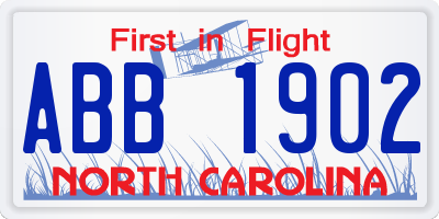 NC license plate ABB1902