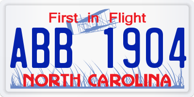NC license plate ABB1904