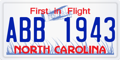 NC license plate ABB1943