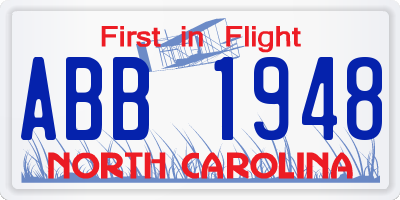 NC license plate ABB1948