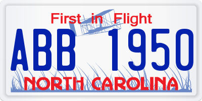 NC license plate ABB1950