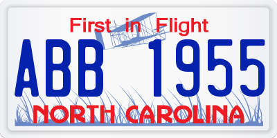 NC license plate ABB1955