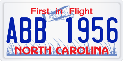 NC license plate ABB1956