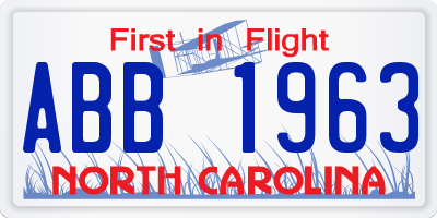 NC license plate ABB1963