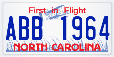 NC license plate ABB1964