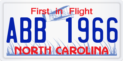 NC license plate ABB1966