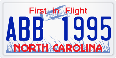 NC license plate ABB1995