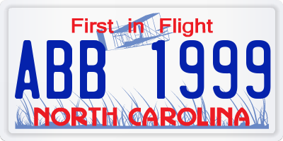NC license plate ABB1999