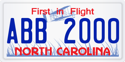 NC license plate ABB2000