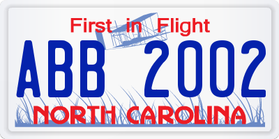 NC license plate ABB2002
