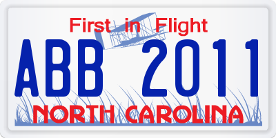 NC license plate ABB2011