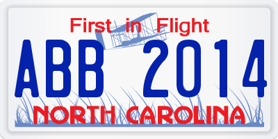 NC license plate ABB2014