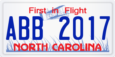 NC license plate ABB2017