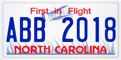 NC license plate ABB2018