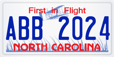NC license plate ABB2024