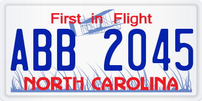 NC license plate ABB2045