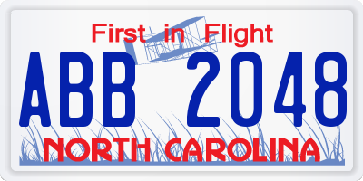 NC license plate ABB2048