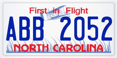 NC license plate ABB2052